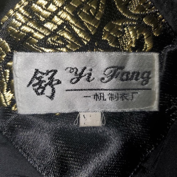 Mens Vintage Chinese Black/ Gold Tang Suit with Stand-up Collar (Jacket & Pants) - Picture 3 of 15